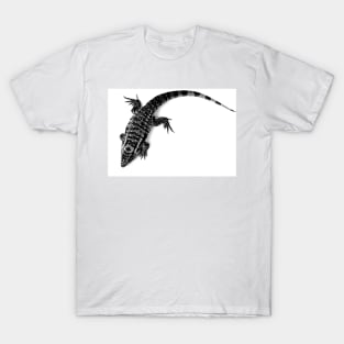 Black and White Tegu Lizard T-Shirt